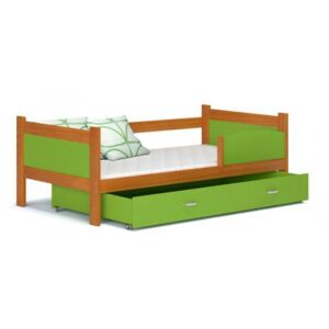 Łóżko z szufladą TWIST 184x80cm kolor olcha-zielony