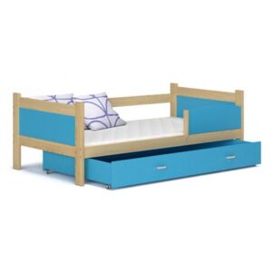 Łóżko z szufladą TWIST 184x80cm kolor sosna-niebieski
