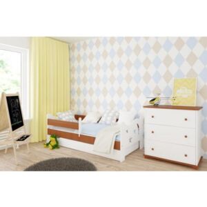Łóżko z szufladą i materacem KAMIL 160x80cm kolor biało-olcha