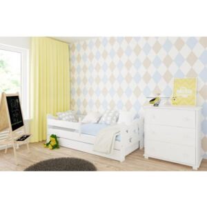 Łóżko z szufladą i materacem KAMIL 160x80cm kolor biały