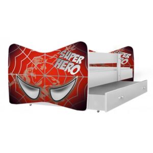 Łóżko dziecięce z szufladą 160x80cm grafika SUPER HERO