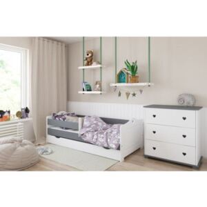 Łóżko z szufladą i materacem EMMA 180x80cm kolor biało-szary