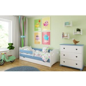 Łóżko z szufladą i materacem LAURA 160x80cm kolor biało-niebieski