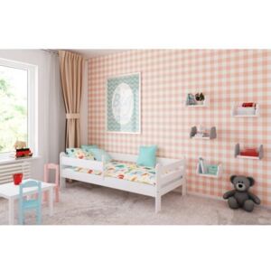 Łóżko dziecięce z materacem RYSIO 140x80cm, kolor biały