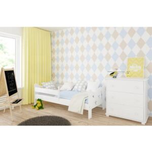 Łóżko dziecięce z materacem KAMIL 140x80cm, kolor biały