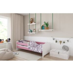 Łóżko dziecięce z materacem EMMA 140x80cm, kolor biało-różowy