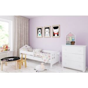 Łóżko dziecięce z materacem POLA 140x80cm, kolor biały