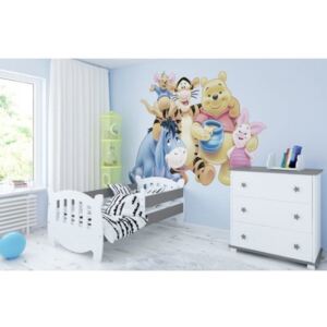 Łóżko dziecięce z materacem KUBUŚ 140x80cm, kolor szaro-biały