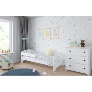 Łóżko dziecięce z materacem CLASSIC 140x80cm, kolor biały