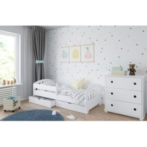 Łóżko z szufladami i materacem CLASSIC 180x80cm, kolor biały