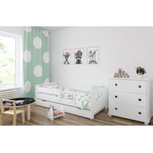 Łóżko z szufladą i materacem LEON 160x80cm kolor biały