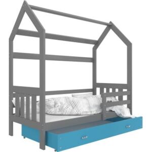 Łóżko pojedyncze z szufladą 160x80cm , kolor szaro-niebieski