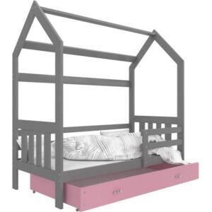 Łóżko pojedyncze z szufladą 160x80cm , kolor szaro-różowy