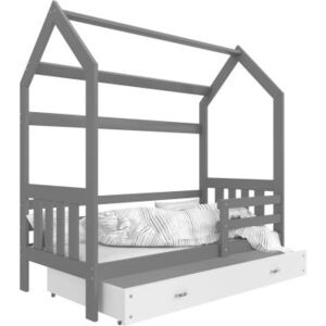 Łóżko pojedyncze z szufladą 160x80cm , kolor szaro-biały