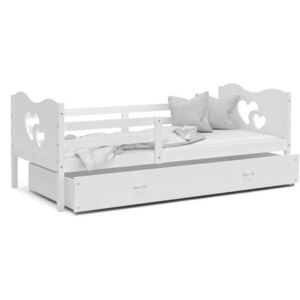 Łóżko z szufladą 160x80cm, kolor biały + WZÓR