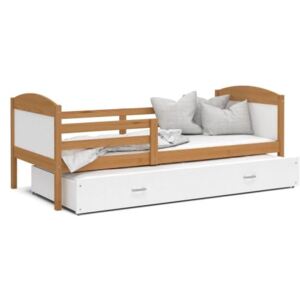 Łóżko podwójne wysuwane z szufladą 190x80cm, kolor olcha-biały