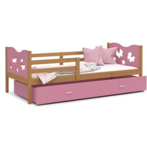 Łóżko z szufladą 160x80cm, kolor olcha-różowy + WZÓR
