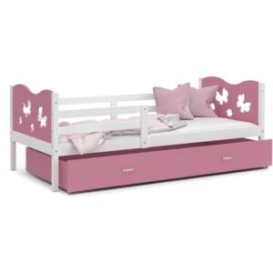 Łóżko z szufladą 160x80cm, kolor biało-różowy + WZÓR