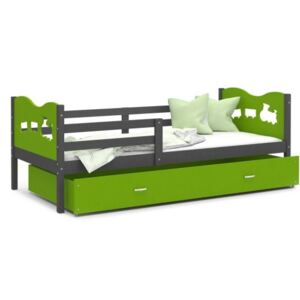 Łóżko z szufladą 160x80cm, kolor szaro-zielony + WZÓR