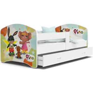 Łóżko z szufladą 160x80cm grafika PINO, kolor biały