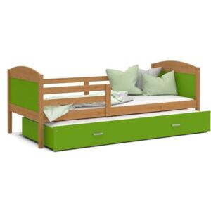 Łóżko podwójne wysuwane z szufladą 190x80cm, kolor olcha-zielony