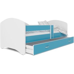 Łóżko z szufladą 160x80cm kolor biało-niebieski
