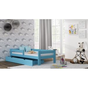 Łóżko drewniane PAWEŁEK 160x80 cm, kolor niebieski