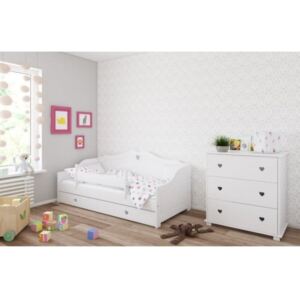 Łóżko dziecięce z szufladą i materacem ZUZIA 160x80cm, kolor biały