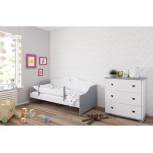 Łóżko dziecięce z materacem ZUZIA 140x80cm, kolor biało-szary