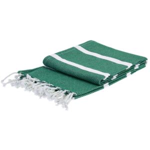 Ręcznik hammam prostokątny, butelkowa zieleń w białe pasy 150x 90 cm