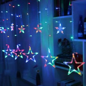 Świąteczne dekoracje - świetlne gwiazdki,150 LED, kolorowe