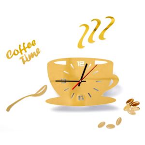 Zegar ścienny filiżanka kawa coffee DIY ZŁOTY