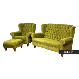 Komplet wypoczynkowy Redon sofa i fotel z podnóżkiem