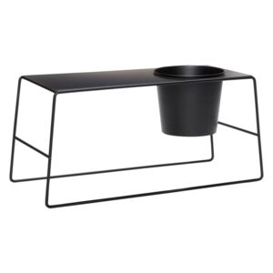 Czarny metalowy stolik z wbudowaną doniczką Hübsch Metal