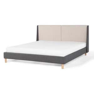 Łóżko szaro-beżowe - 180x200 cm - łóżko tapicerowane - VALENCE