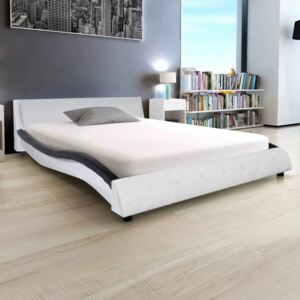Rama łóżka 140x200cm, sztuczna skóra, czarno-białe