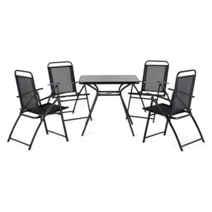 Zestaw ogrodowy stół i 4 krzesła czarny LIVO