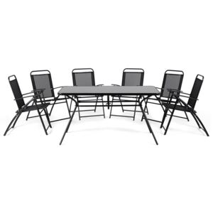 Zestaw ogrodowy stół i 6 krzeseł czarny LIVO
