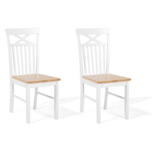 Zestaw 2 krzeseł do jadalni drewniany biały HOUSTON
