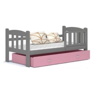 Łóżko z szufladą TEDI 160x70cm kolor szaro-różowy
