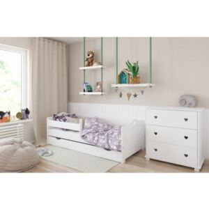 Łóżko z szufladą i materacem EMMA 140x80cm kolor biały