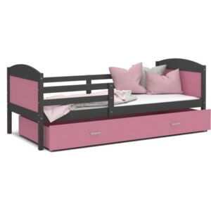 Łóżko z szufladą MAT1908 190x80cm, kolor szaro-różowy