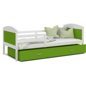 Łóżko z szufladą MAT1908 190x80cm, kolor biało-zielony