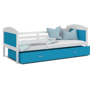 Łóżko z szufladą MAT1908 190x80cm, kolor biało-niebieski