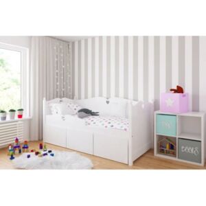 Łóżko dziecięce z trzema szufladami BELLA 200x90cm, kolor biały
