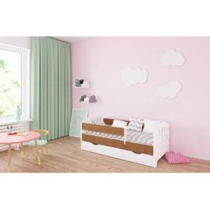 Łóżko z szufladą i materacem CLASSIC II 160x70cm kolor biało-olcha