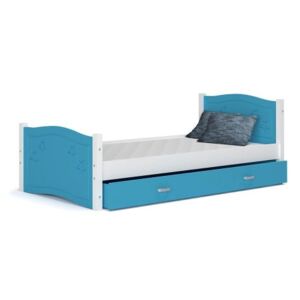 Łóżko z szufladą 190x80cm, kolor biało-niebieski