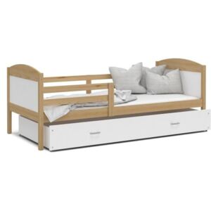 Łóżko z szufladą 190x80cm, kolor sosna-biały