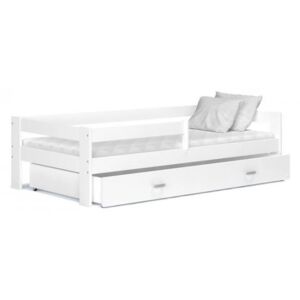 Łóżko z szufladą i barierką 190x80cm kolor biały