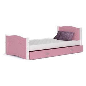 Łóżko z szufladą 190x80cm, kolor biało-różowy